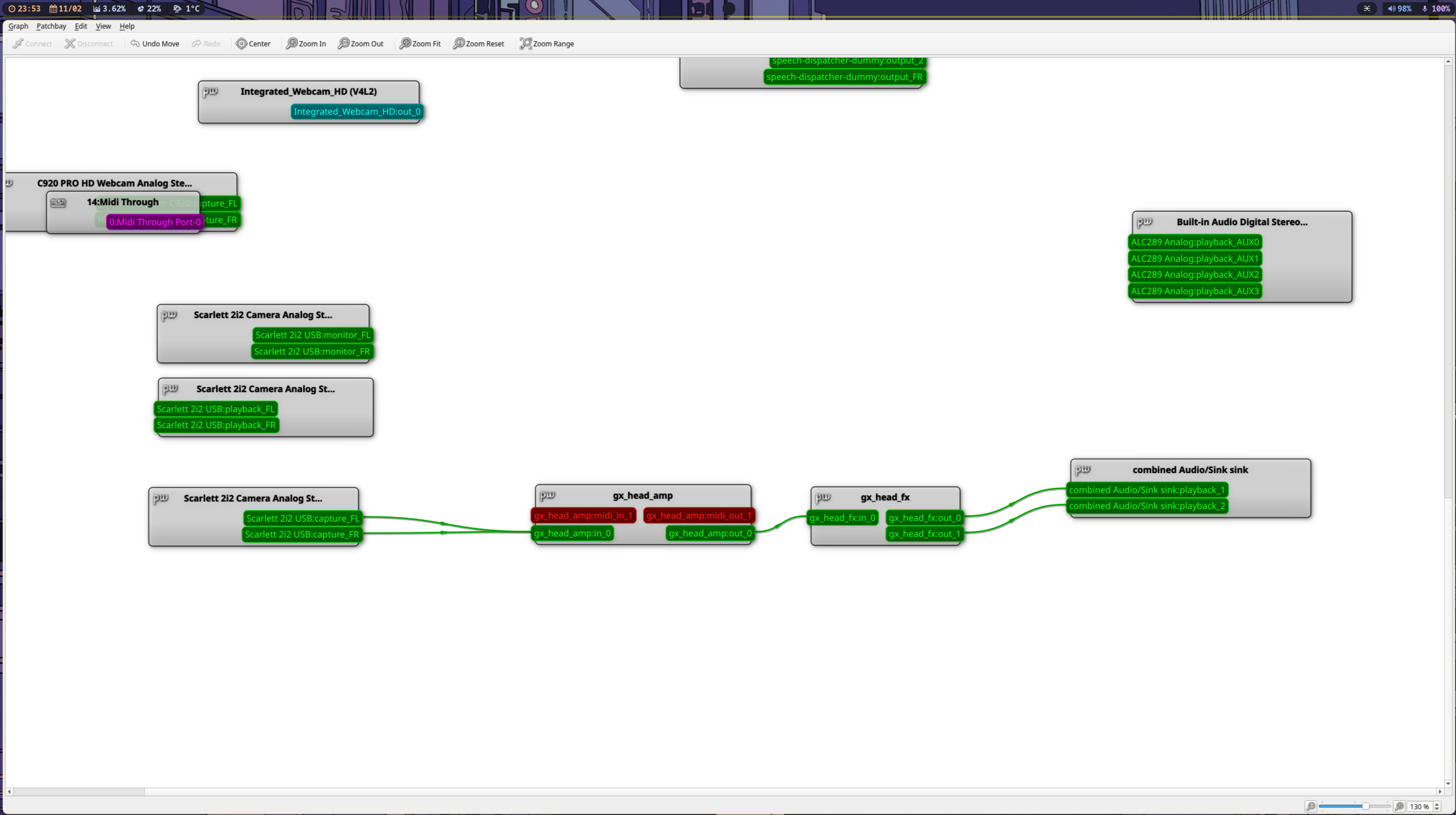 QPWGraph showing connections